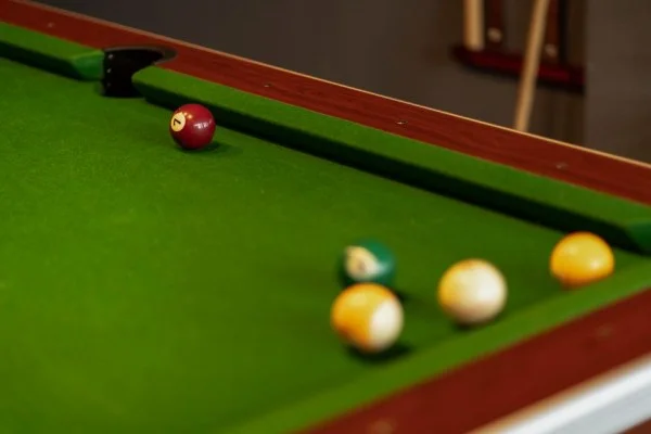 snooker balls on table